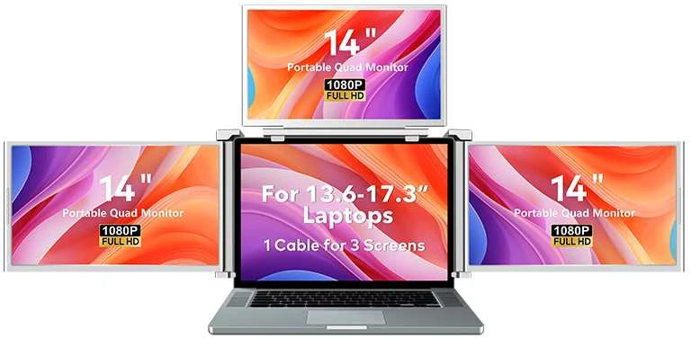 Monitorius Extralink Smart Life S680 14" | Nešiojami nešiojamojo kompiuterio monitoriai | 3 monitoriai, IPS, 1080p Full HD
