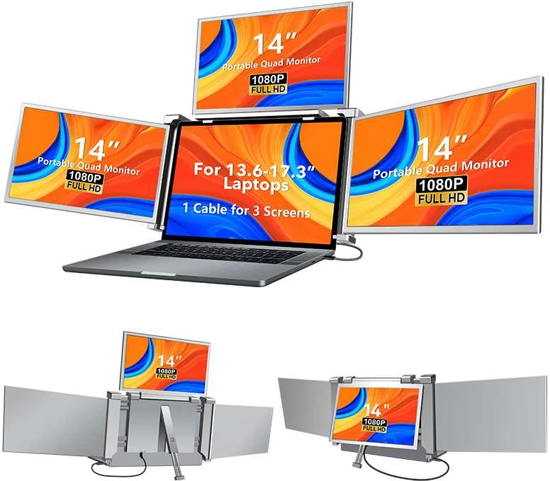 Monitorius Extralink Smart Life S680 14" | Nešiojami nešiojamojo kompiuterio monitoriai | 3 monitoriai, IPS, 1080p Full HD