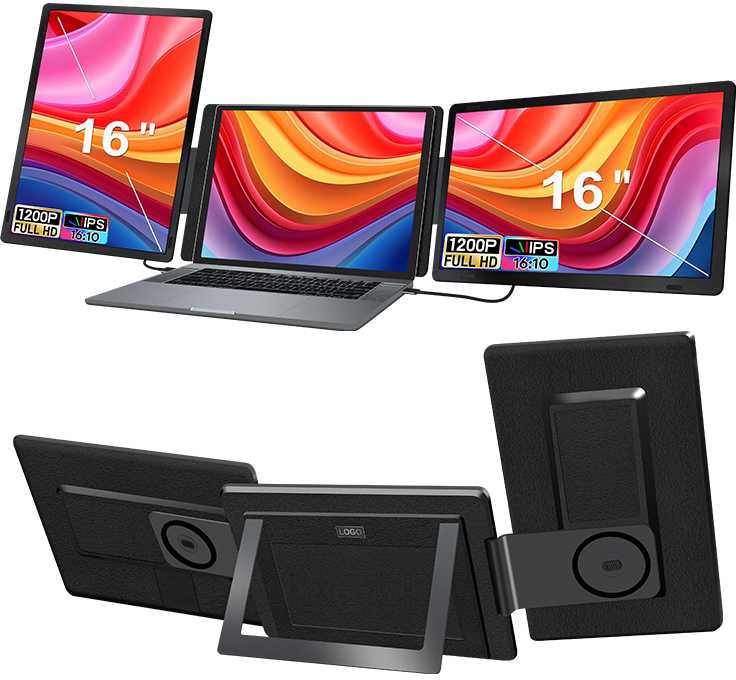 Monitorius Extralink Smart Life S9G 16" | Przenośne monitory do laptopa | 2 monitory, IPS, 1920x1200