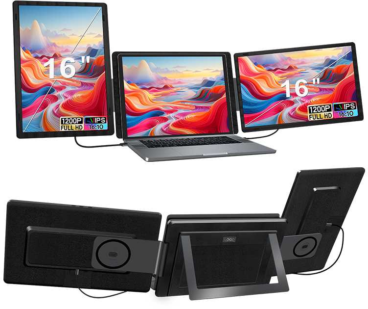 Monitorius Extralink Smart Life S9G 16" | Przenośne monitory do laptopa | 2 monitory, IPS, 1920x1200