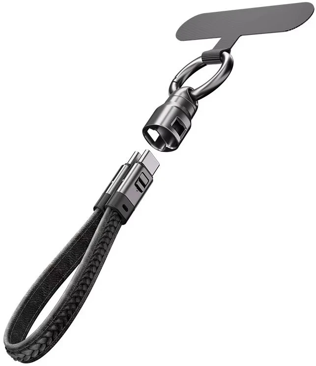 EXTRALINK SMART LIFE CABLE 240W USB-C - USB-C RAKTŲ PAKABUKAS, 22CM, NYLONO PINIMAS, JUODA