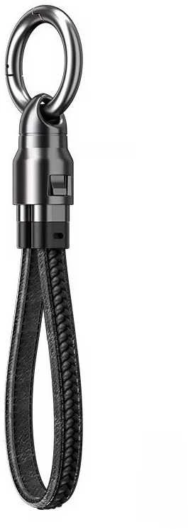 EXTRALINK SMART LIFE CABLE 240W USB-C - USB-C KEYCHAIN, 22CM, NYLON BRAIDED, Juodas
