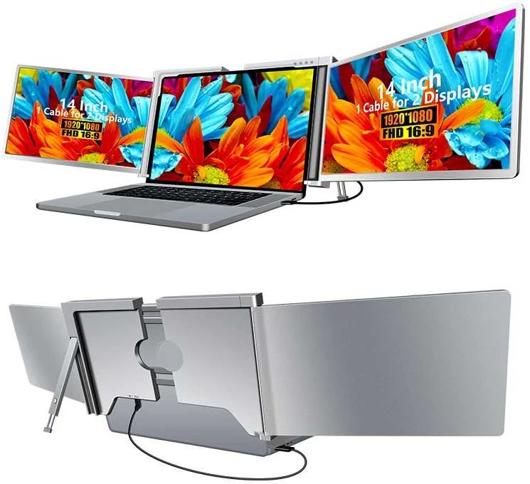 Monitorius Extralink Smart Life S400 14" | Nešiojami nešiojamojo kompiuterio monitoriai | 2 monitoriai, IPS, 1080p Full HD