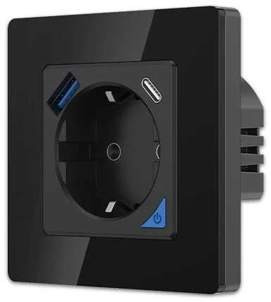 „Extralink Smart Life“ sieninių jungčių rinkinys „Pro Color Juodas“, 230 V, 1 x USB A, 1 x USB C, WiFi