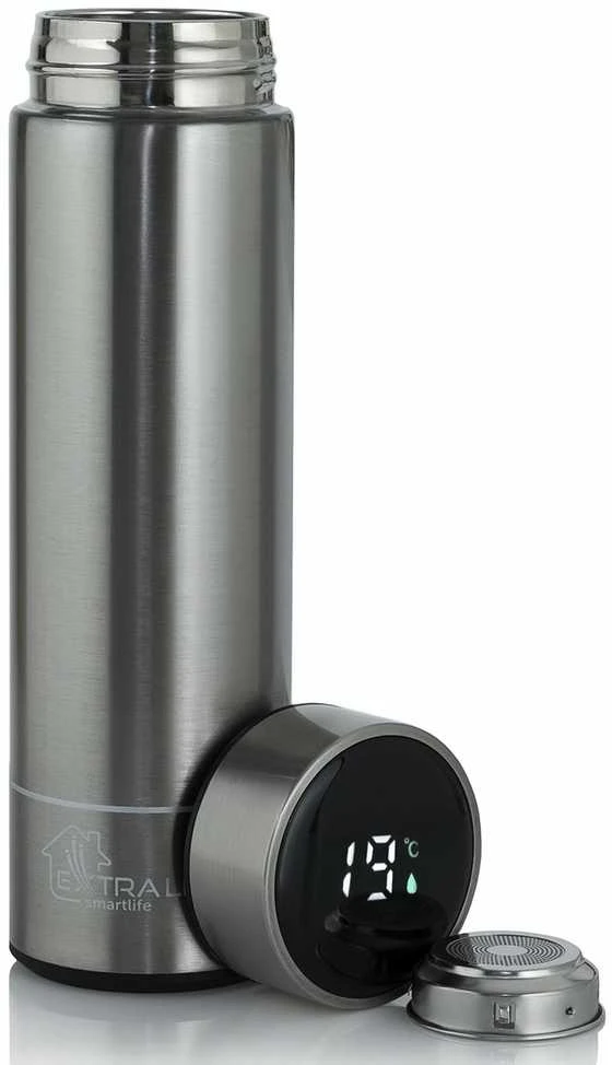 Extralink Smart Travel Mug Sidabrinė | Termo puodelis | Termos su wyświetlaczem LED