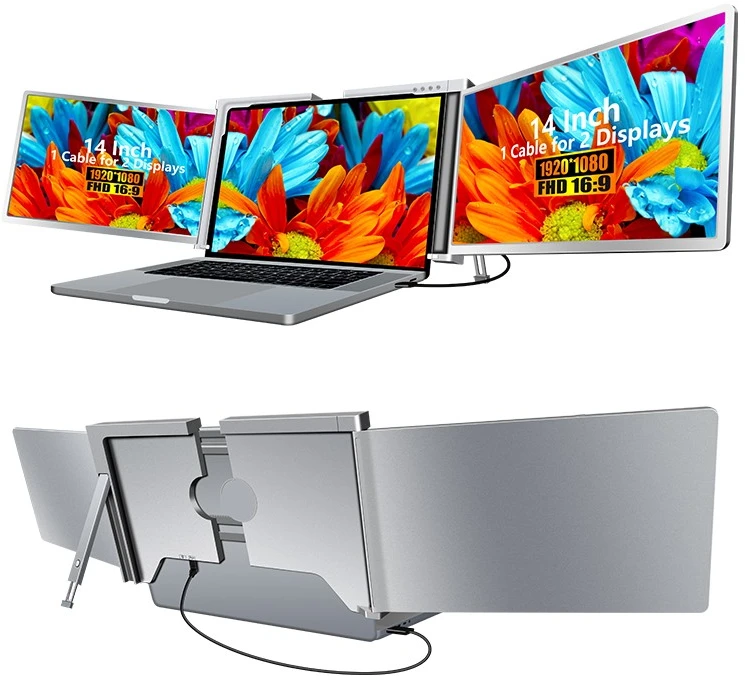 Monitorius Extralink Smart Life S400 14" | Nešiojami nešiojamojo kompiuterio monitoriai | 2 monitoriai, IPS, 1080p Full HD