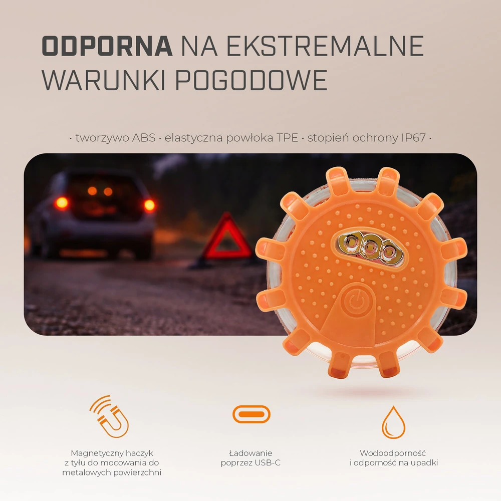 EXTRALINK SMARTLIFE SYGNALIZATOR DROGOWY LED FLARA DROGOWA USB-C