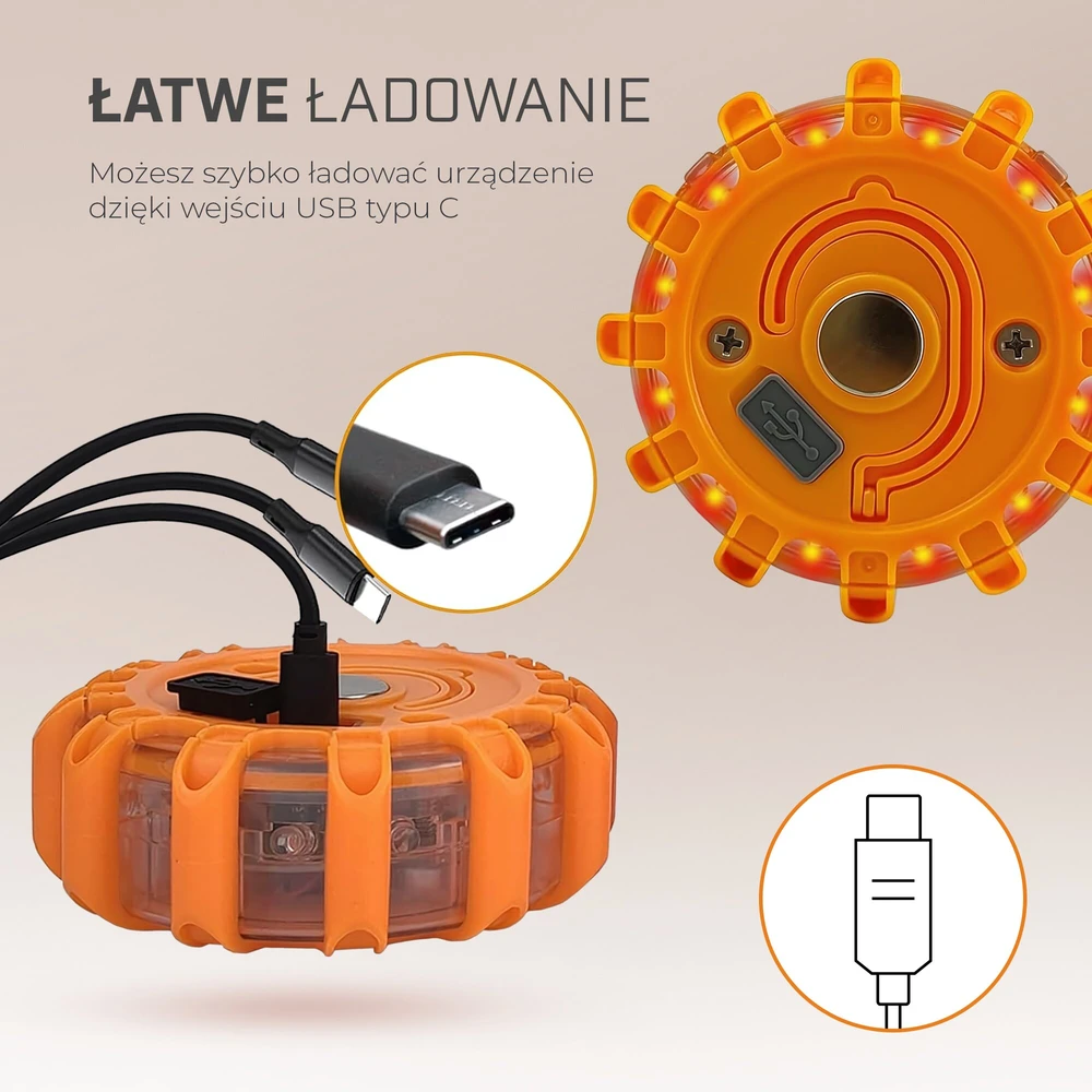 EXTRALINK SMARTLIFE SYGNALIZATOR DROGOWY LED FLARA DROGOWA USB-C
