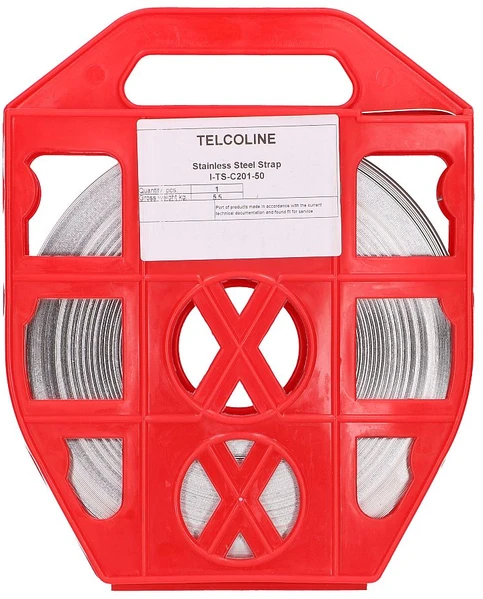 „Extralink SS201“ nerūdijančio plieno dirželis, 0,7 mm, tvirtinimui prie elektros stulpų, 10 mm x 0,7 mm, 50 m