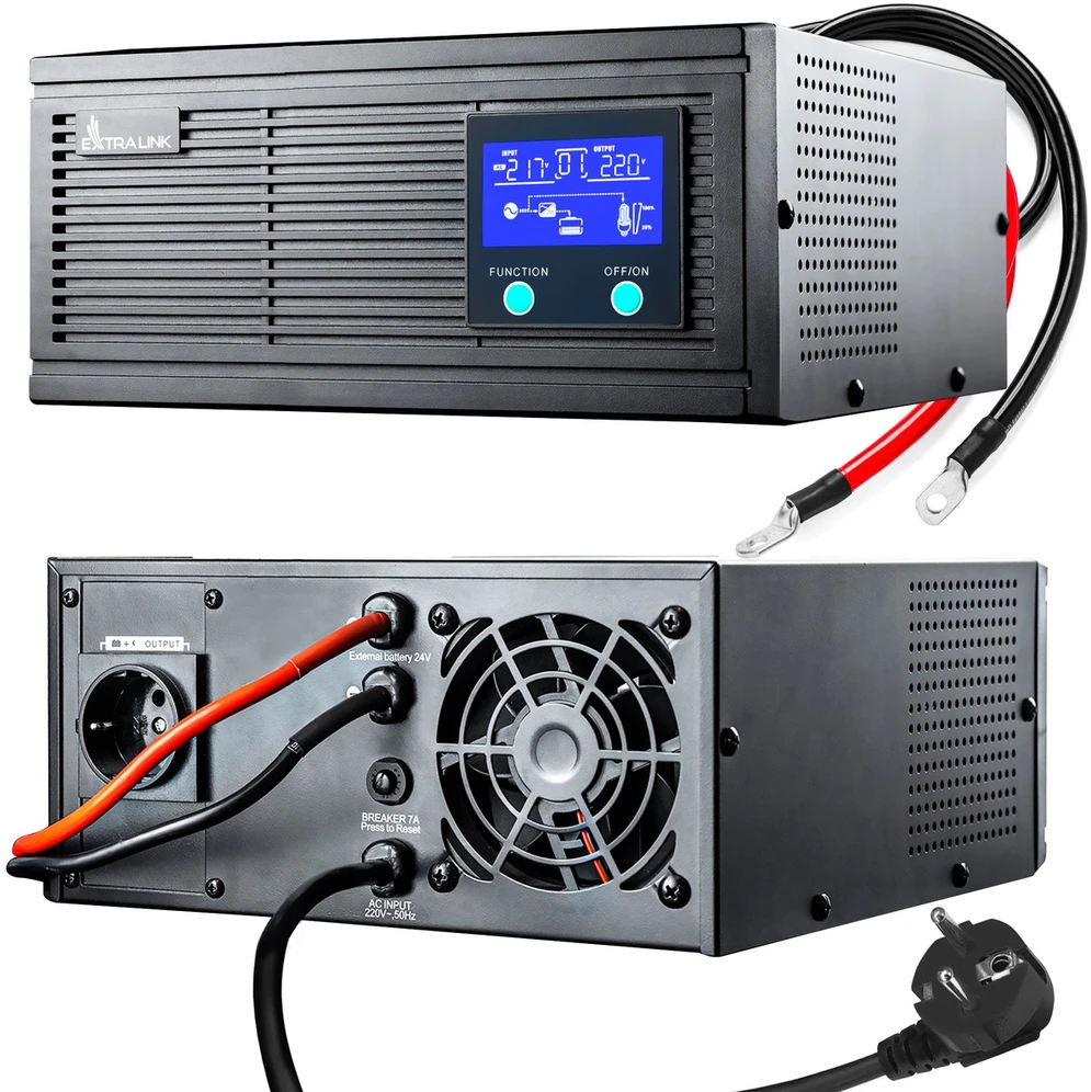 Extralink Piorun 1500VA/1200W | Inverteris | Gryna sinusinė banga, akumuliatoriaus įtampa 12V/24V DC