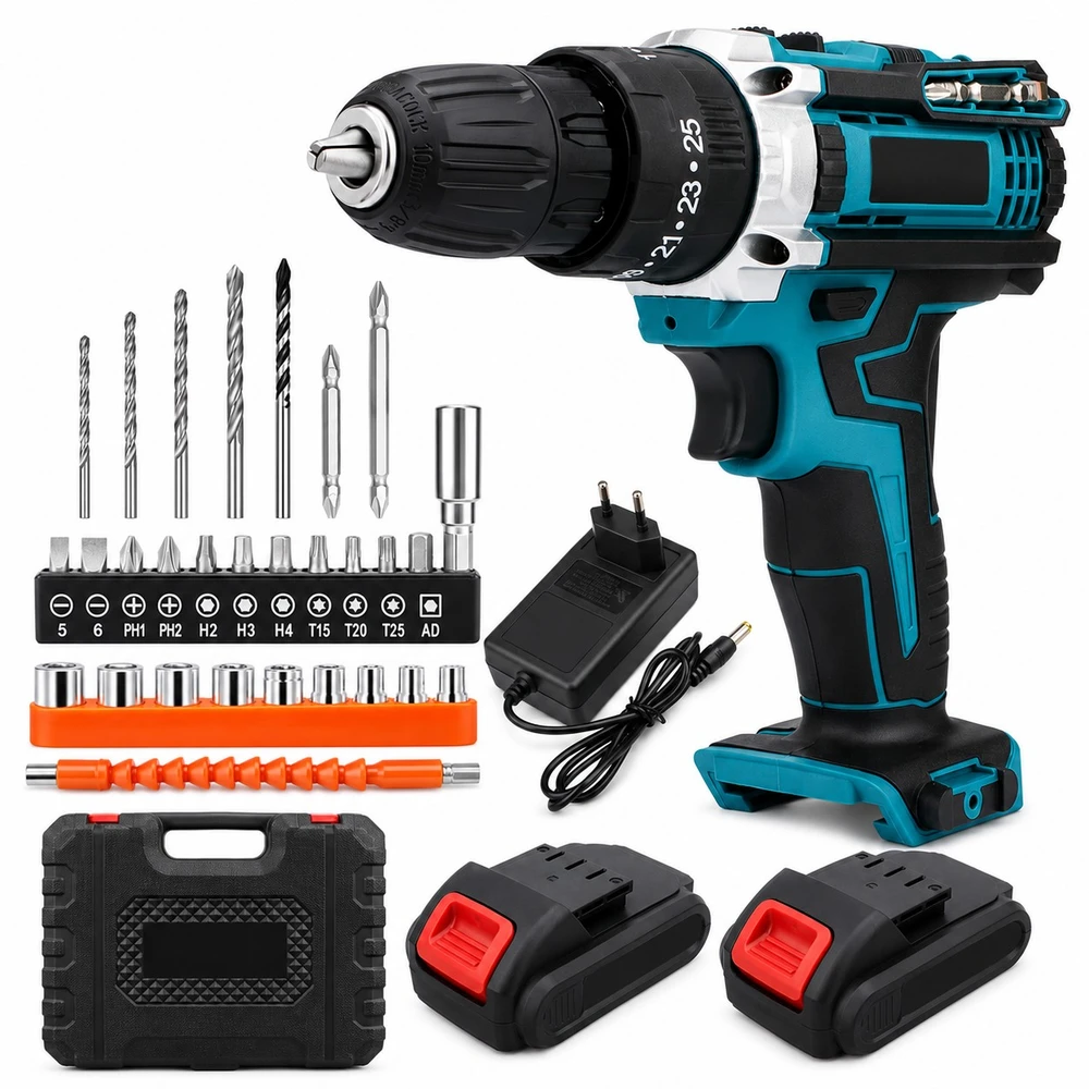 Extralink Tools | Suktuvas - gręžtuvas akumuliatorinė | mėlyna + 2 akumulatory