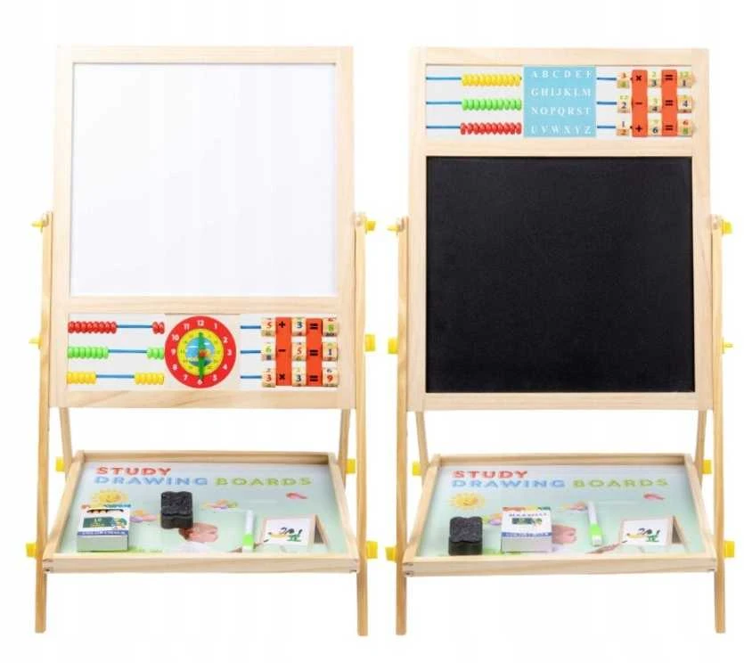 „Extralink Toys“ | Dvipusė lenta vaikams | Kreida, magnetinė, sausai valoma, Abacus, Laikrodis