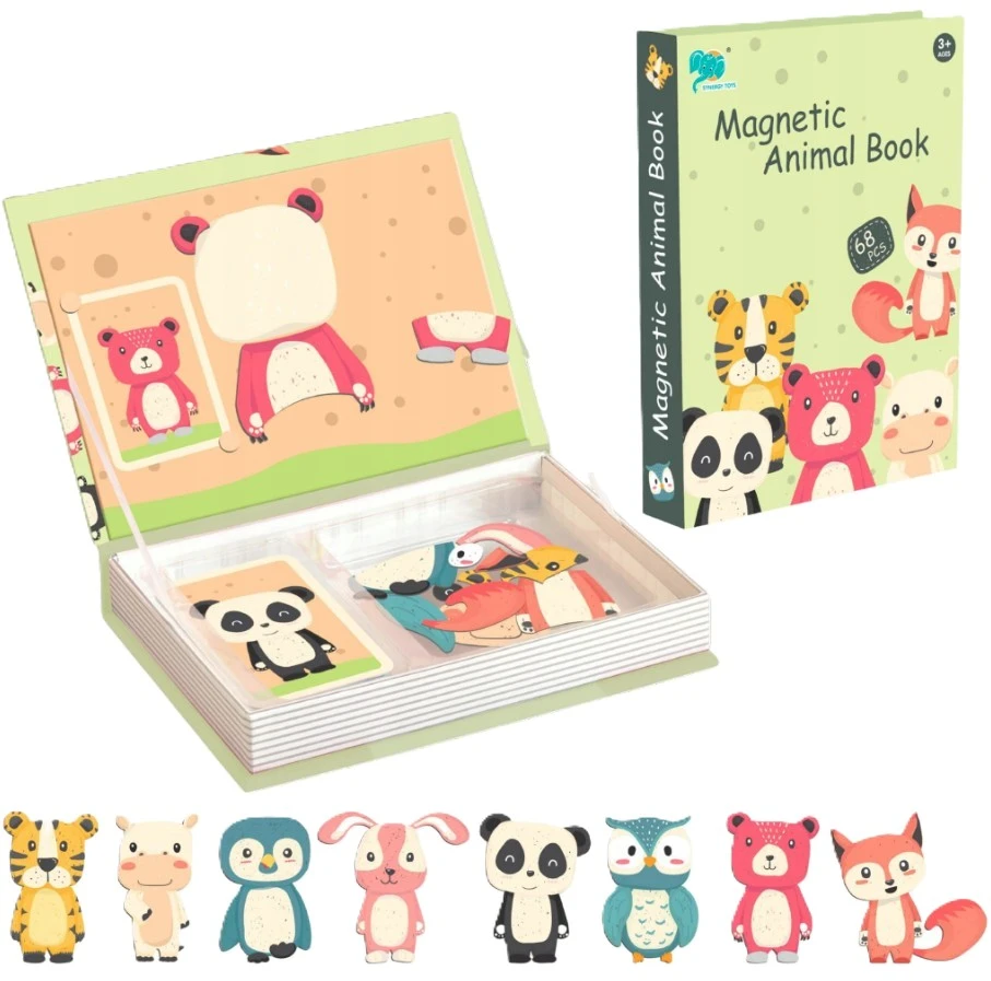 EXTRALINK TOYS KSIĄŻKA UKŁADANKA MAGNETYCZNA Dėlionė 68 EL. ZWIERZĄTKA