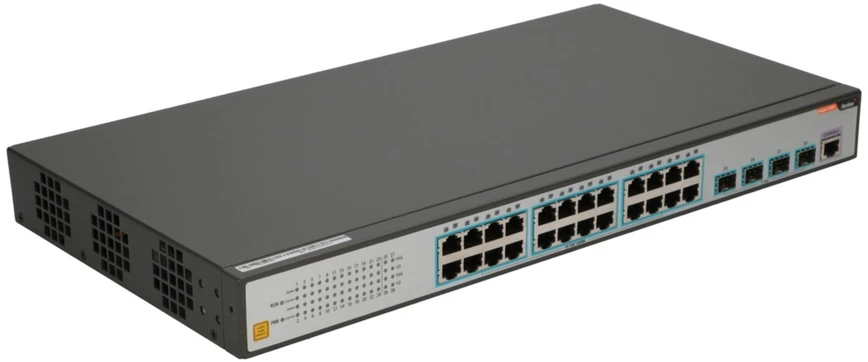 Šakotuvas FBH FiberHome S4820-28T-X-AC tinklo komutatorius Valdomas L2/L3 Gigabit Ethernet (10/100/1000) 1U Juoda, Pilka