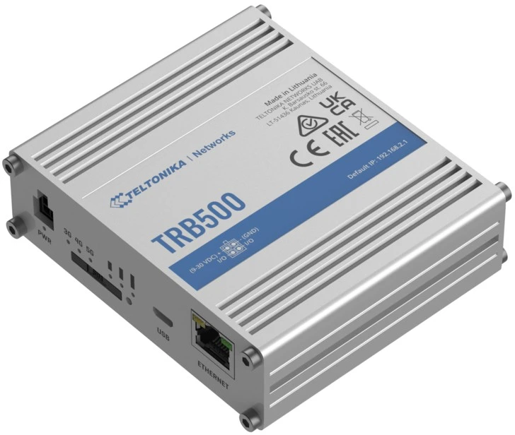 Maršrutizatorius Teltonika | Pramoninis 5G šliuzas | TRB500 | Nėra „Wi-Fi“ | 10/100/1000 Mbps Mbit/s | Ethernet LAN (RJ-45) jungtys 1 | Tinklo palaikymas: Ne | MU-MiMO: Taip | Antenos tipas: SMA, skirtas mobiliesiems įrenginiams