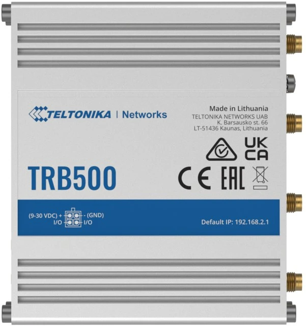 Maršrutizatorius Teltonika | Pramoninis 5G šliuzas | TRB500 | Nėra „Wi-Fi“ | 10/100/1000 Mbps Mbit/s | Ethernet LAN (RJ-45) jungtys 1 | Tinklo palaikymas: Ne | MU-MiMO: Taip | Antenos tipas: SMA, skirtas mobiliesiems įrenginiams