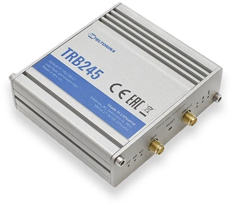 Šakotuvas Teltonika TRB245 LTE Gateway: Be WiFi, 4G, Dual SIM, Enthernet prievadas, RS232+RS485 jungtys, GPS Teltonika
