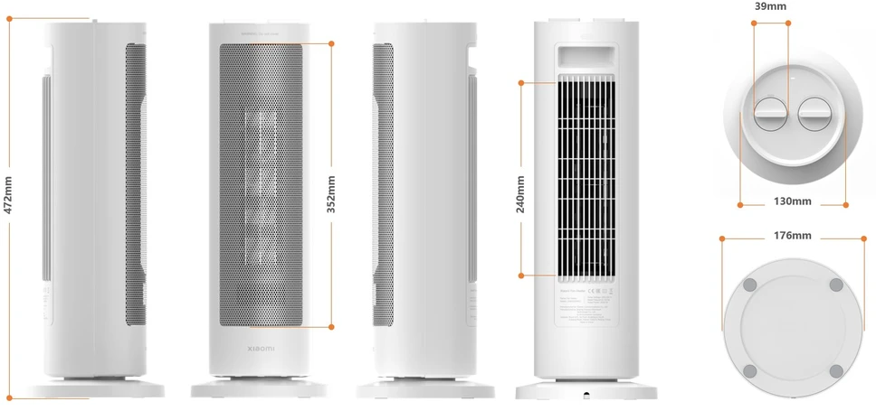 Xiaomi | Ventiliatoriaus šildytuvas EU | BHR8228EU | Bokšto ventiliatorius | 1200/2000 W| Baltas