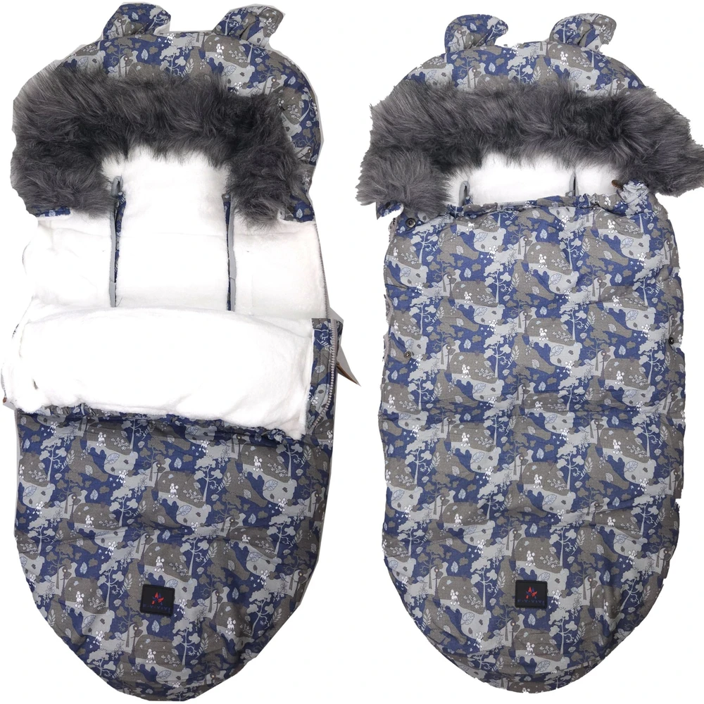 Infant Sleeping Bag for Stroller, Car Seat, and Sled Extralink with Ears, Faux Fur Insulated 100cm Camo