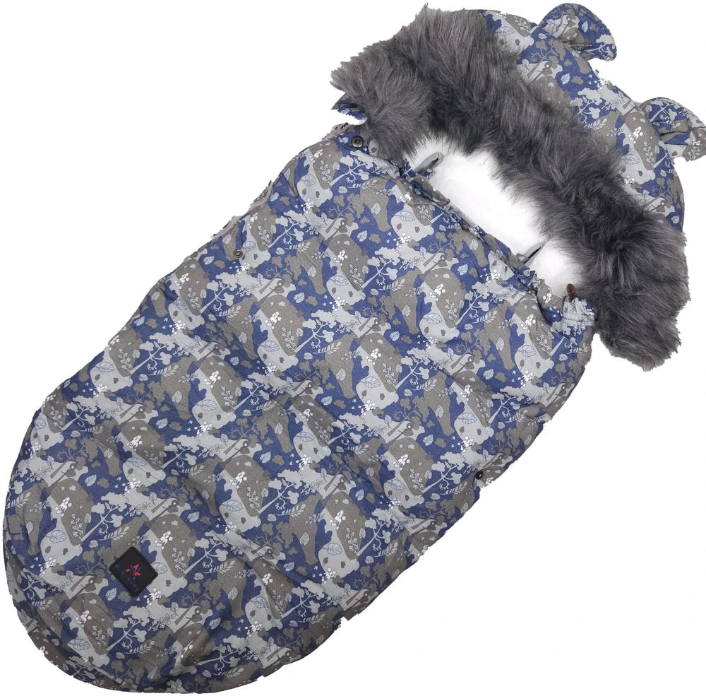 Infant Sleeping Bag for Stroller, Car Seat, and Sled Extralink with Ears, Faux Fur Insulated 100cm Camo