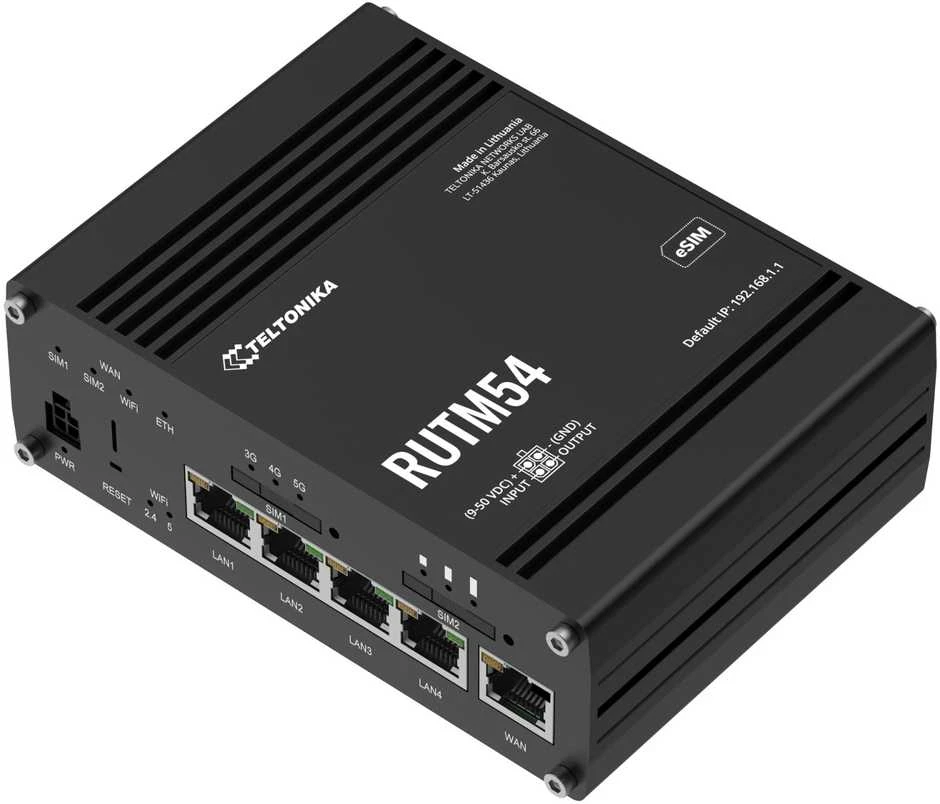Maršrutizatorius PUNKT DOSTĘPOWY 5G + ROUTER RUTM54 Dual SIM + eSIM Wi-Fi 5, 2.4 GHz, 5 GHz, 867 Mb/s Teltonika