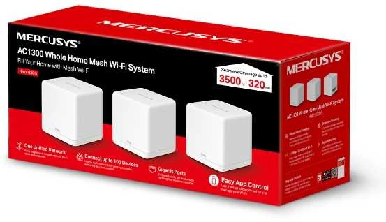 Maršrutizatorius TP-Link „Mercusys“ | AC1300 viso namo tinklinio „Wi-Fi“ sistema | „Halo H30G“ (3 vnt. pakuotė) | 802.11ac | 400+867 Mbit/s | Ethernet LAN (RJ-45) jungtys 2 | Tinklo palaikymas: Taip | MU-MiMO: Taip | Mobilusis plačiajuostis ryšys: Be