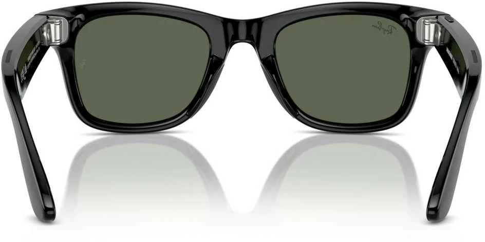 Išmanieji akiniai RayBan Meta Wayfarer, juodi rėmeliai ir žali lęšiai