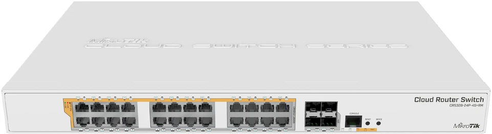 MikroTik | CRS328-24P-4S+RM Gigabit Ethernet POE/POE+ maršrutizatorius/jungiklis | Tvarkoma L3 | Montuojamas ant stovo | Gigabit Ethernet (vario) jungtys kiekis 24x 1GbE | SFP+ jungtys kiekis 4x SFP+ | PoE/Poe+ jungtys kiekis 24 | Maitinimo tipas Vienvietis | 12 mėn.