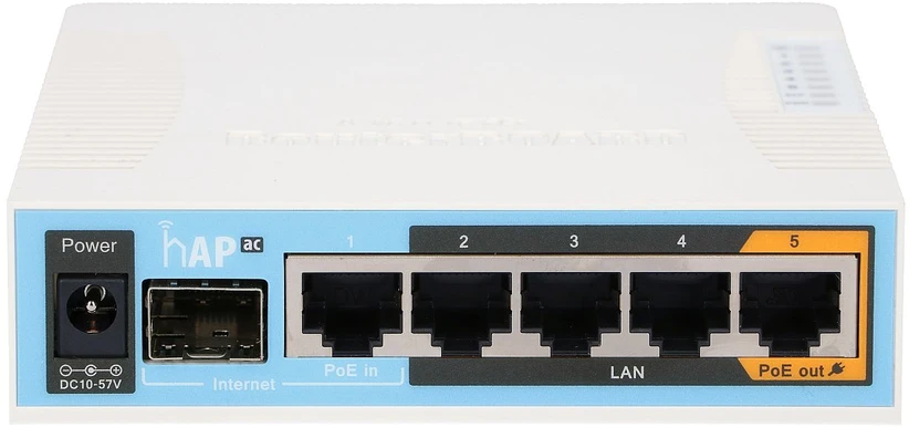 Šakotuvas Mikrotik „MicroTick“ | RB962UiGS-5HacT2HnT | hAP ac | 802.11ac | 1300 Mbps | 10/100/1000 Mbps | Ethernet LAN (RJ-45) jungtis 5 | MU-MiMO Taip | 12 min.