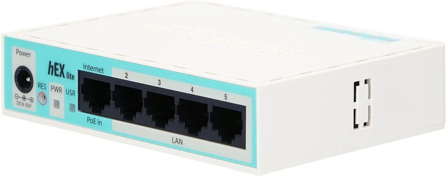 Šakotuvas MIKROTIK MT RB750r2 MikroTik hEX lite RouterOS L4 64MB RAM, 5xLAN, Soho Maršrutizatorius, PoE in, plastikas case