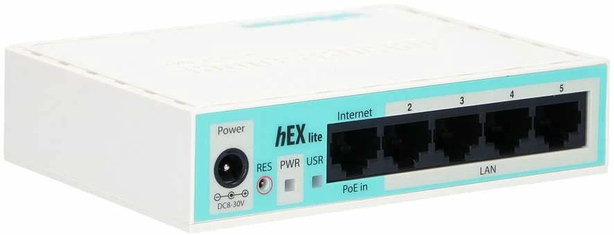 Šakotuvas MIKROTIK MT RB750r2 MikroTik hEX lite RouterOS L4 64MB RAM, 5xLAN, Soho Maršrutizatorius, PoE in, plastikas case