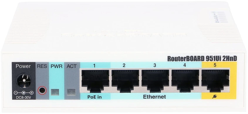 Maršrutizatorius MikroTik RB951Ui-2HnD (xDSL (cable connector LAN), 2,4 GHz)