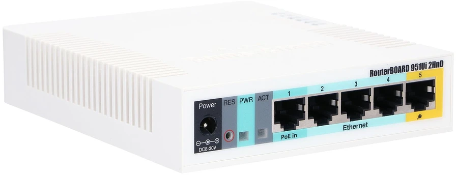 Maršrutizatorius MikroTik RB951Ui-2HnD (xDSL (cable connector LAN), 2,4 GHz)