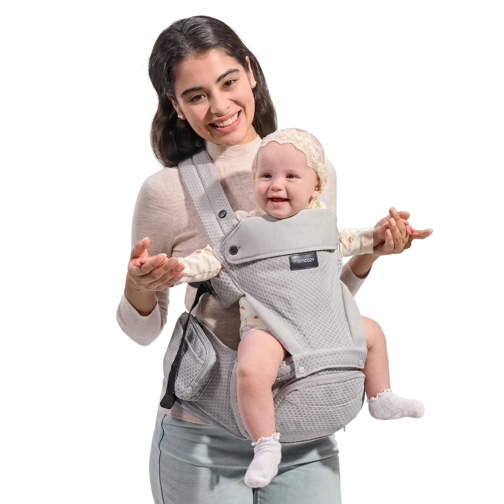 MOMCOZY KŪDIKIŲ NEŠIOKLĖ MOVE2FIT 2IN1 SU KLUBŲ SĖDYNE, SU TINKLELIU, PILKA