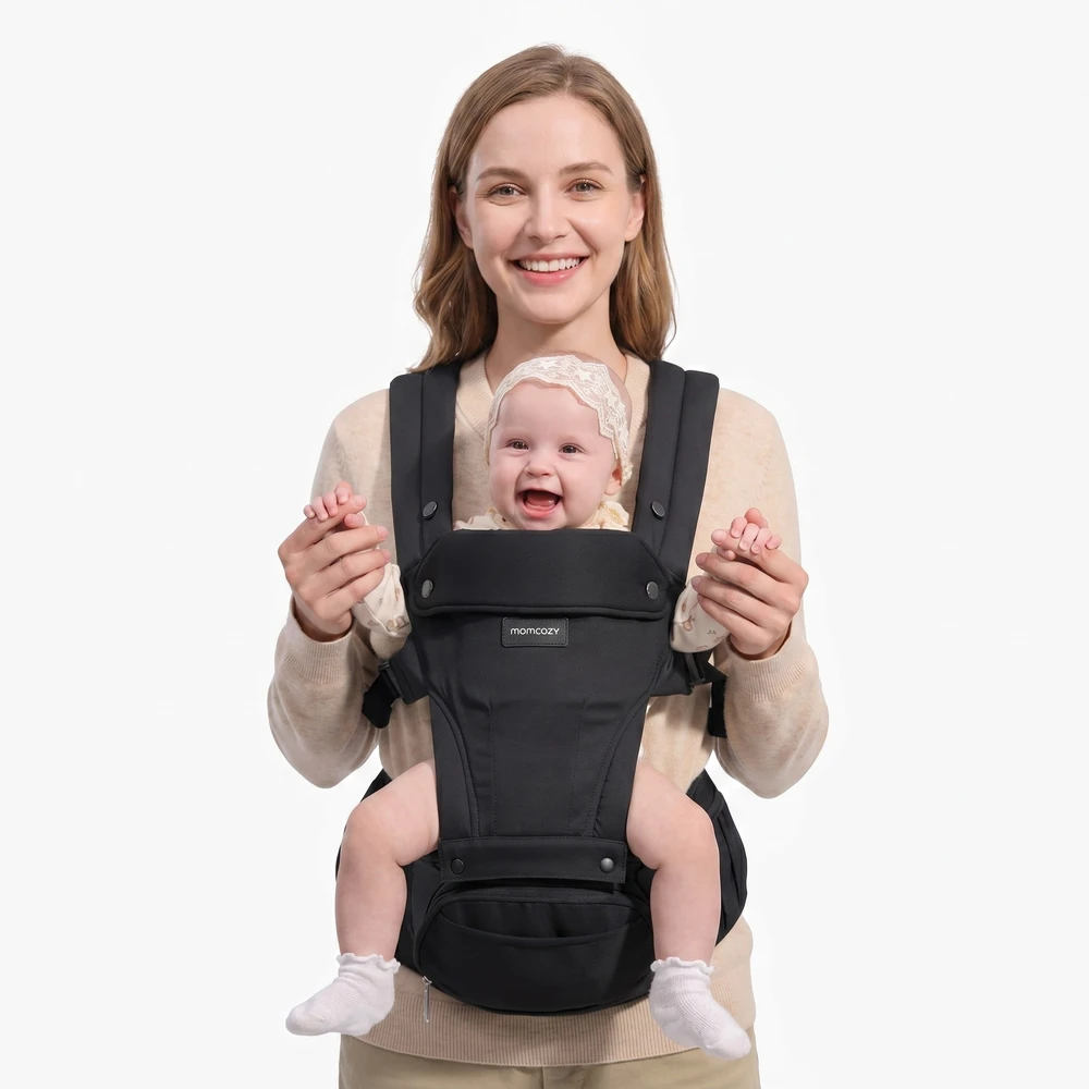 MOMCOZY KŪDIKIŲ NEŠIOKLĖ MOVE2FIT 2IN1 SU KLUBŲ SĖDYNE, JUODA