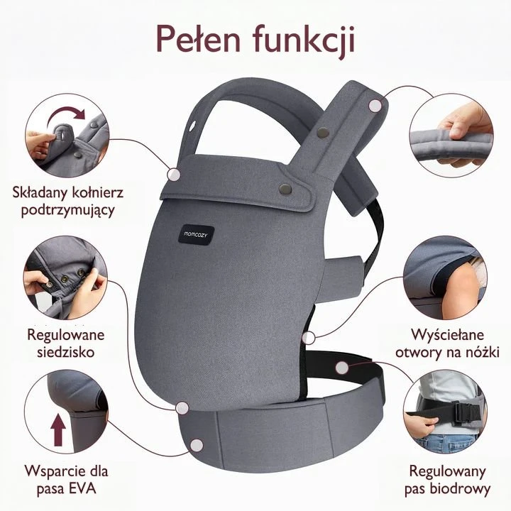 MOMCOZY ERGONOMINĖ KŪDIKIŲ NEŠIOKLĖ, PILKA