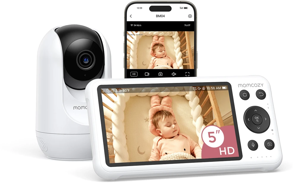 MOMCOZY SMART 5.0 COLIŲ VIDEO AUKLĖ BM04 SU WIFI FUNKCIJA