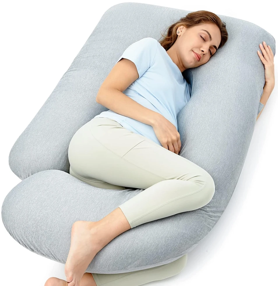 MOMCOZY MULTIFUNKCINĖ NĖŠČIOSIOS PAGALVĖ SU VĖSINANČIU AUDINIU, U FORMOS