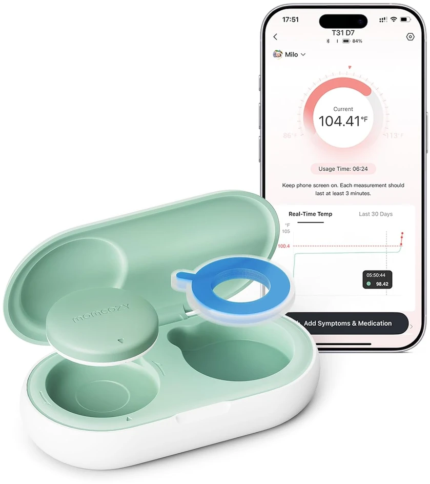 MOMCOZY IŠMANUSIS KŪDIKIŲ TERMOMETRAS – MEDICININIS TIKSLUMAS IR NUOLATINĖ TEMPERATŪROS KONTROLĖ PROGRAMĖLĖJE