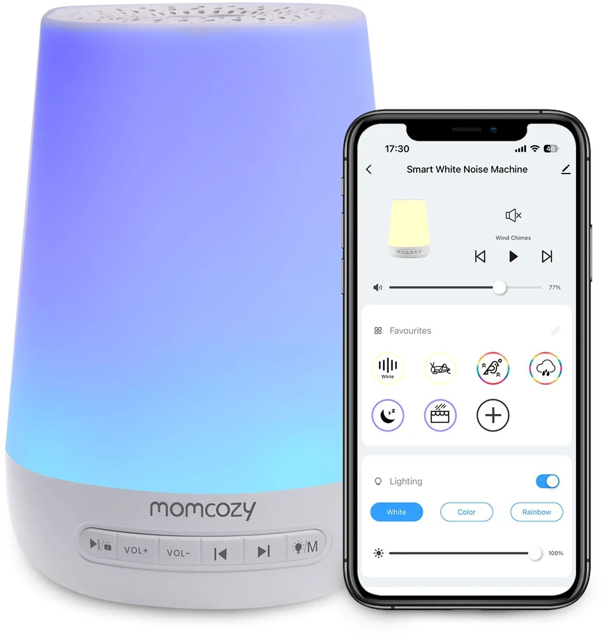 Momcozy baltojo triukšmo aparatas - šviestuvas