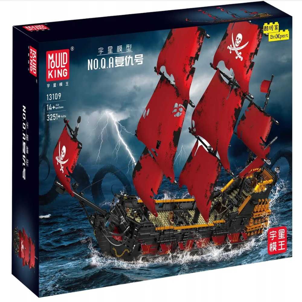 Konstrukciniai blokeliai Mould King 13109s - Piratų laivas "karalienės Anos Kerštas"