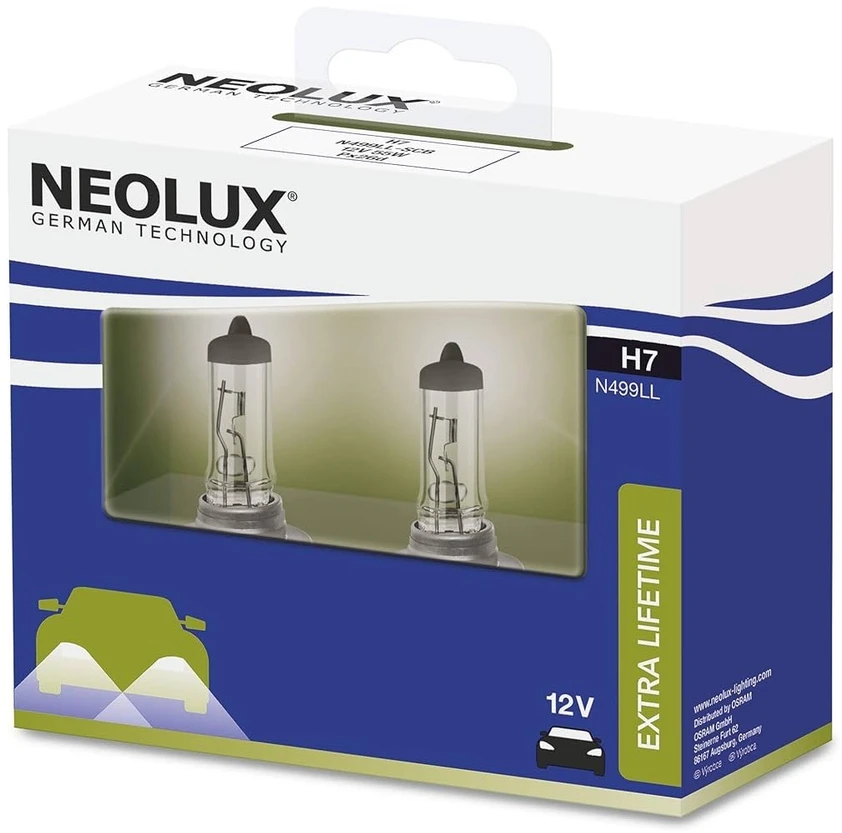 „Neolux H7 Extra Lifetime“ 2 vnt. pakuotė | Halogeninės lemputės | 12 V, 55 W