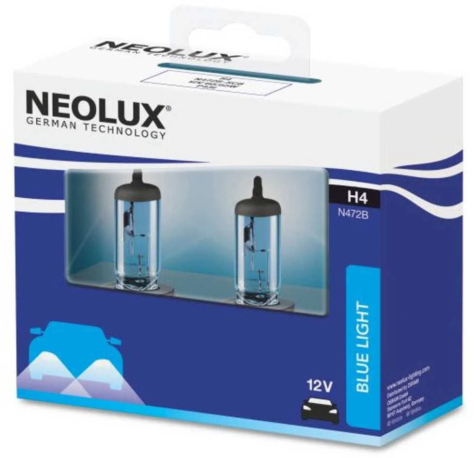 Neolux Blue Light H4 lemputės, 2 vnt. pakuotė