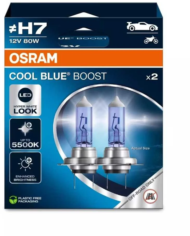 Mėlyna OSRAM Automobilinės lemputės COOL Mėlynas BOOST H7 80W 12V PX26D 2vnt