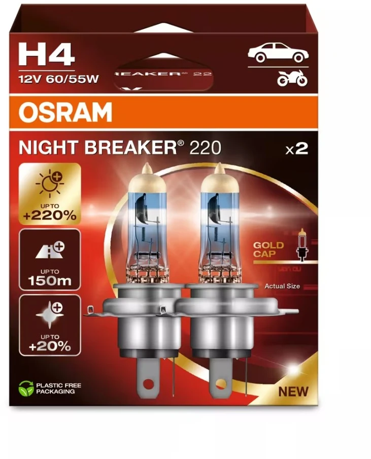 LEMPUTĖ AUT OSRAM 60/55W 12V P43T 5X2 H4