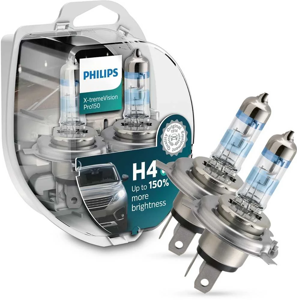 Philips lemputės X-TremeVision +150%, H4, 60/55W, DUO 12342XVPS2