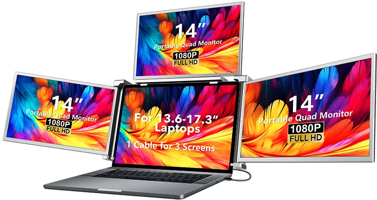 Monitorius Extralink Smart Life S680 14" | Nešiojami nešiojamojo kompiuterio monitoriai | 3 monitoriai, IPS, 1080p Full HD