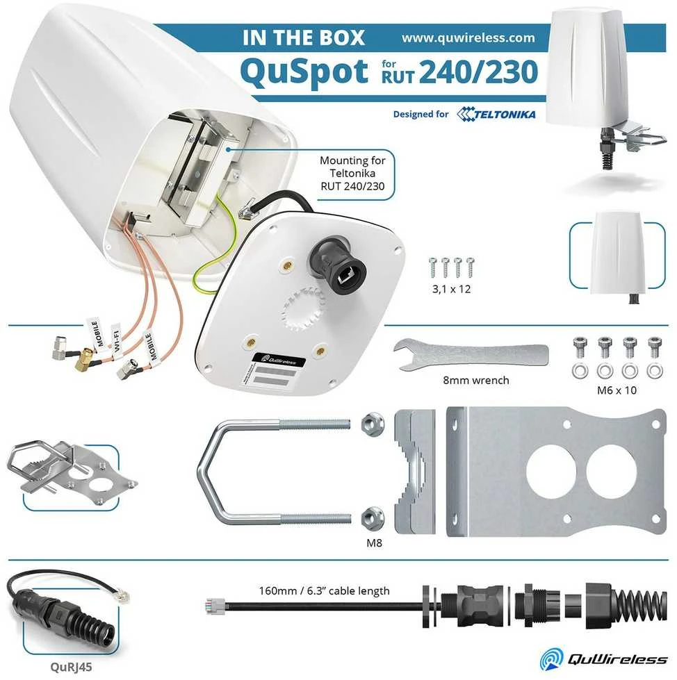 QuWireless QuSpot A240S | Antena LTE + Wi-Fi | dla Teltonika RUT241/RUT240/200/230
