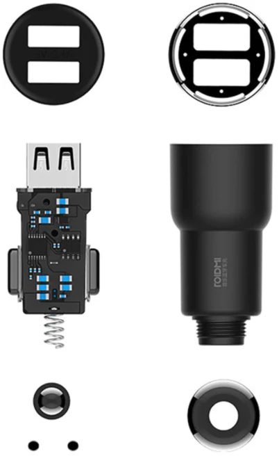 Xiaomi Roidmi 3S USB 2.4A FM moduliatorius - automobilinis įkroviklis, Juodas