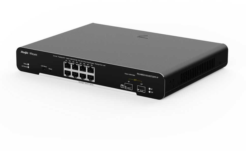 Šakotuvas Ruijie Reyee Ruijie SWITCH POE RG-NBS3100-8GT2SFP-P 8 PRIEVADŲ REYEE
